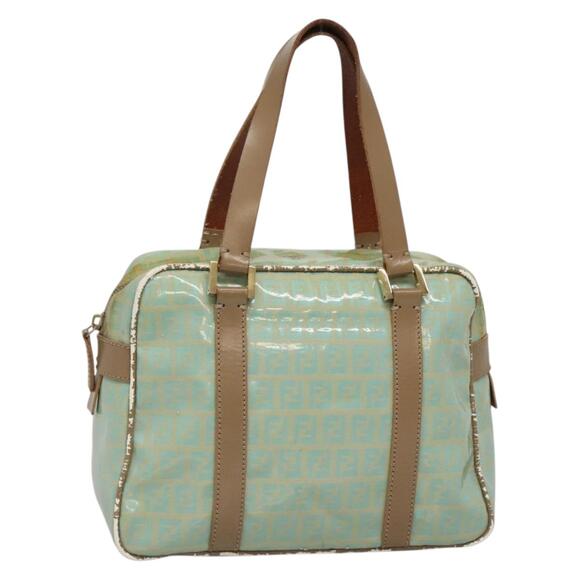 FENDI Zucchino Canvas Hand Bag Coated Canvas Peppermint Gold - Picture 1 of 12
